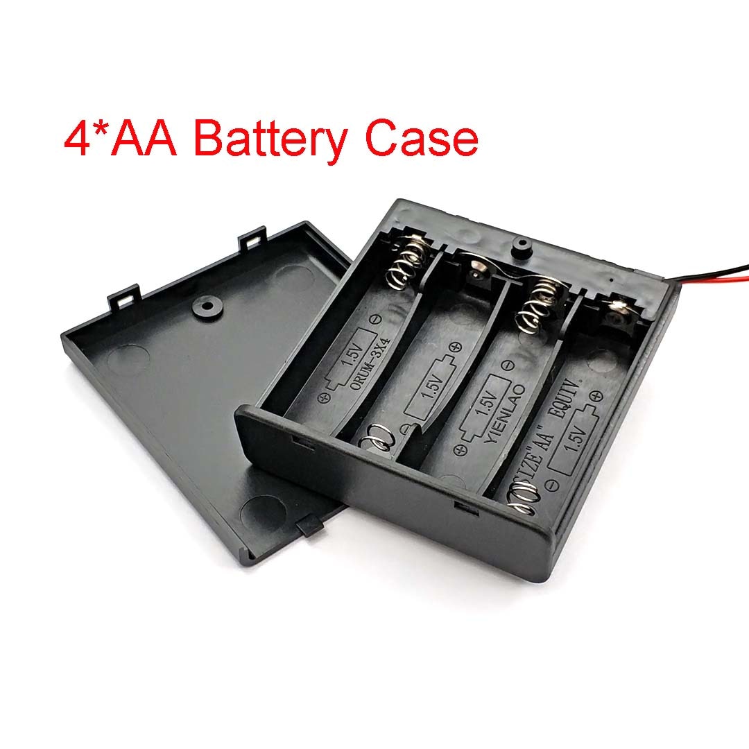 Zwart Plastic 4 Aa Power Batterij Storage Case Box Houder Leidt With4 Slots Aa Power Batterij Storage Case doos