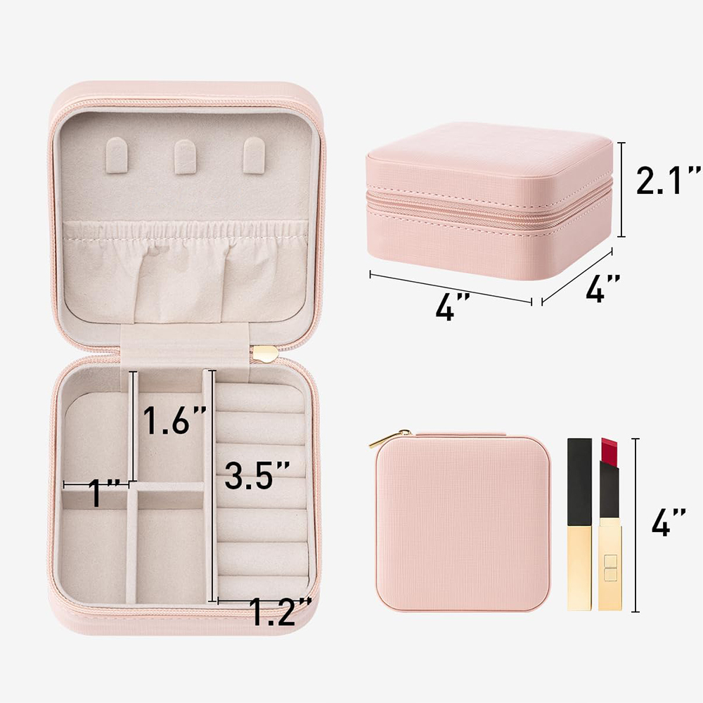 Mini soporte de almacenamiento de joyería portátil de viaje para anillos, pendientes, collares, pulseras, brazaletes, cajas organizadoras para niñas y mujeres