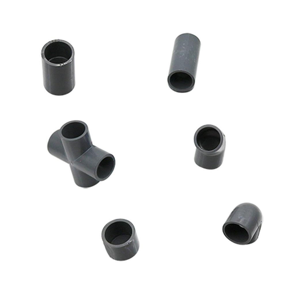 Grey PVC Pipe Connector Inner Diameter 20mm Pipe Connector Garden Water Pipe Joint Adapter Elbow Straight Cross Tee Couplings