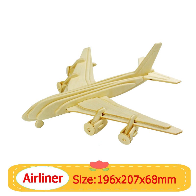 3D Puzzle Wooden Jigsaw Toys Plane Series Vehicle Model Education Toy Game For Children Wood Jigsaw Puzzles Christmas: Airliner