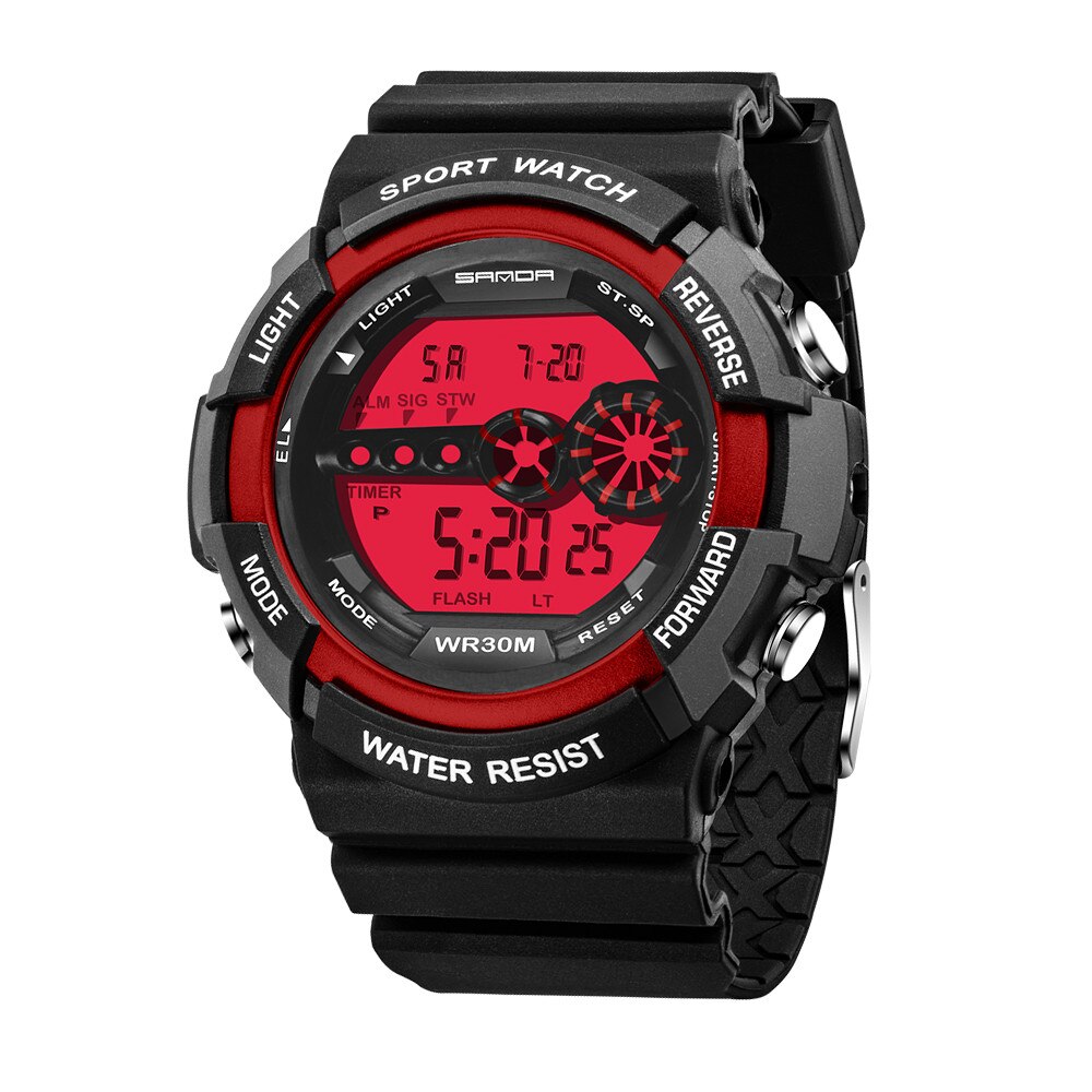 Heren Sport Horloge Led Digitale Datum Alarm Display Waterdichte Horloges Mannelijke Multifunctionele Elektronische Pols Klok Reloj Hombre Homme: Red 