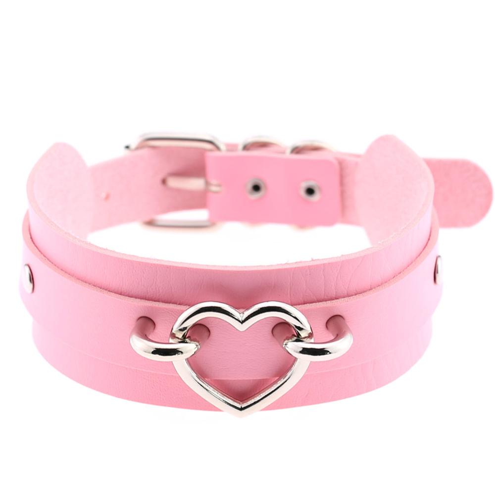 Gothic style heart choker cute collar goth jewelry harajuku accessories kawaii collar for women chocker halloween jewellery: pink