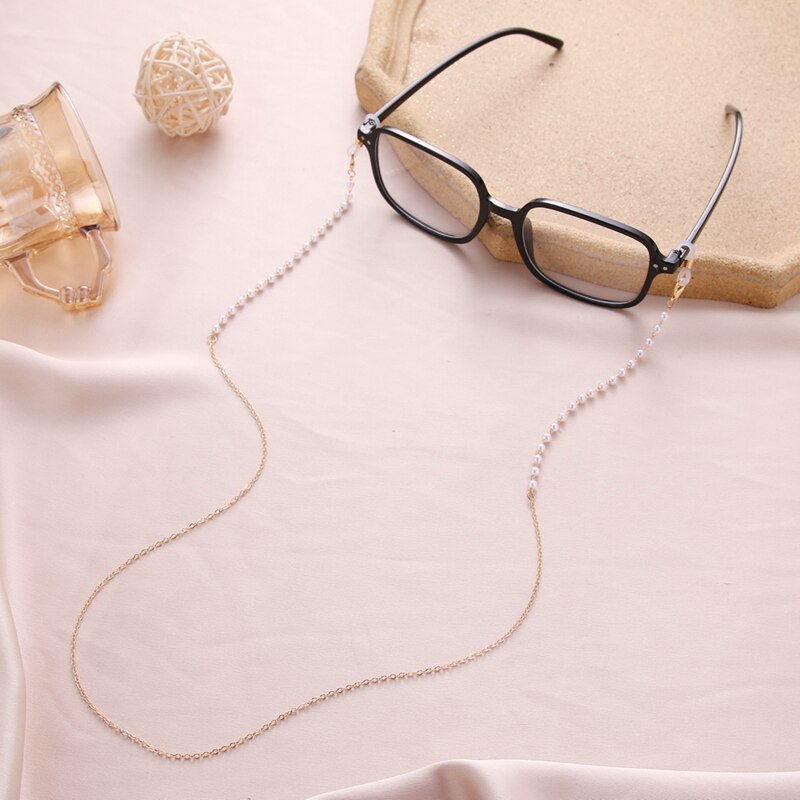 VKME – chaîne de lunettes de soleil en métal pour femmes, perles de lecture, Vintage, décontracté