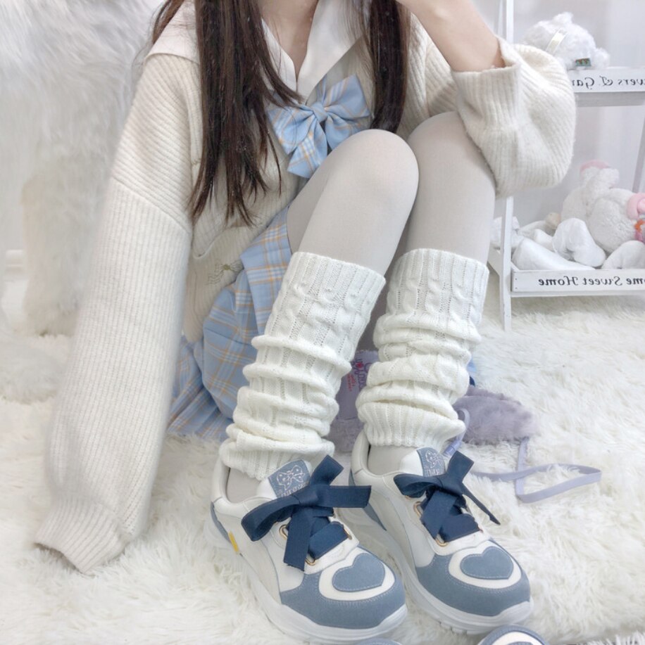 Beenwarmers Punk Beenwarmers Dij Kalf Sokken Benen Warmers Dij Sokken Warm Winter Womens Sokken Harige Beenwarmers: White-A
