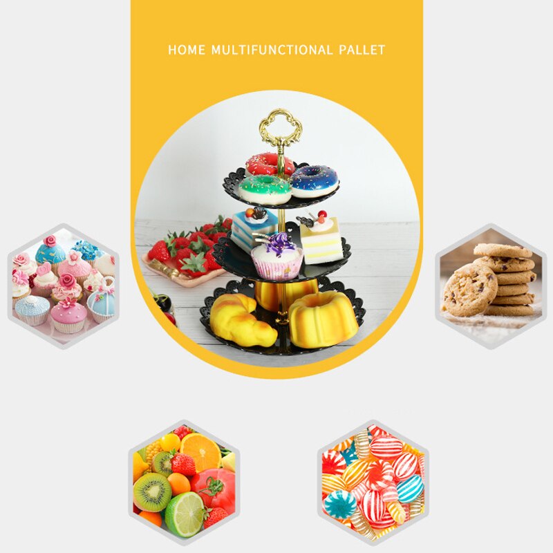 2pcs/set Cake Stand 3 Layers Wedding Cake Plate Stand Dessert Fruits Vegetable Placed Tool Wedding Birthday Party Cupcake Stand