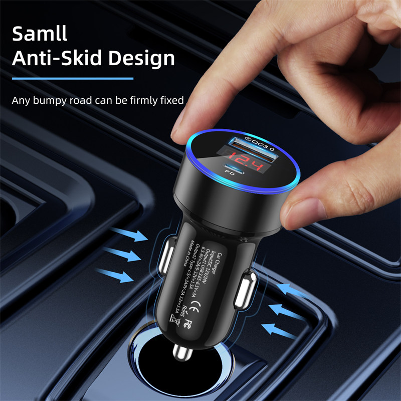 UKGO – chargeur de voiture à LED 6A PD 18W, double USB, Charge rapide 3.0, pour téléphone portable, pour iPhone Huawei Samsung Galaxy