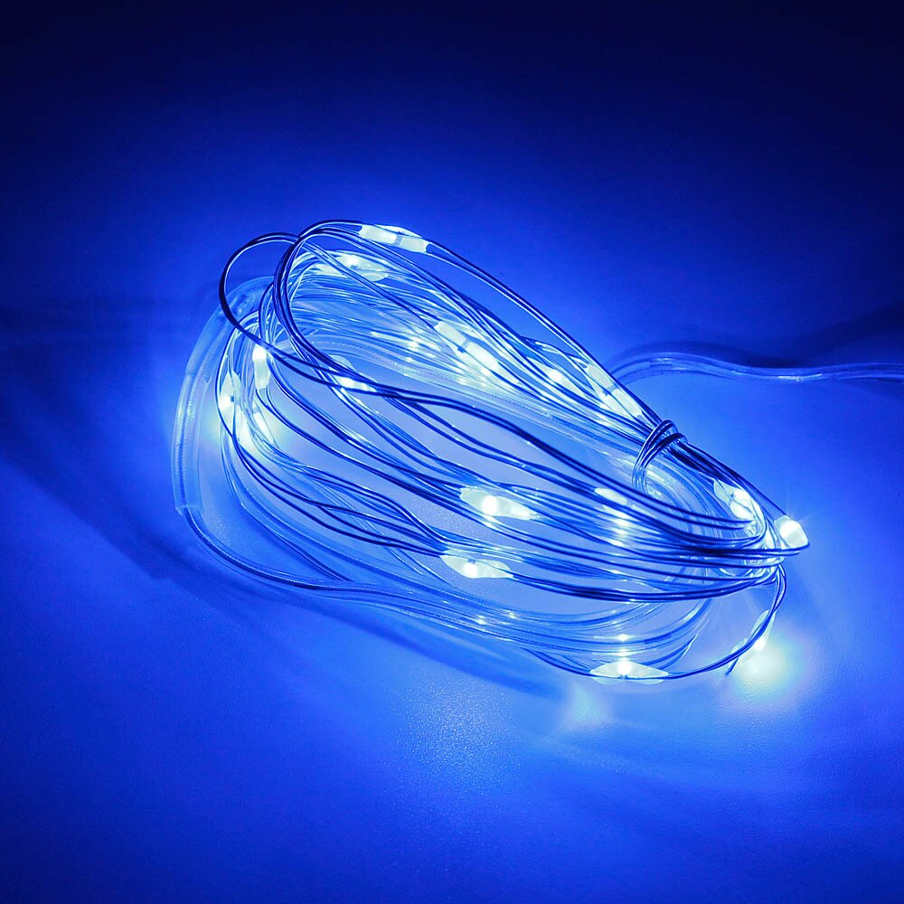 LED Starry Lichtslingers 20 Leds 2 M Fairy Micro LED Strip Batterij Decoratie Lamp Bruiloft Licht voor Kerst glas: blue