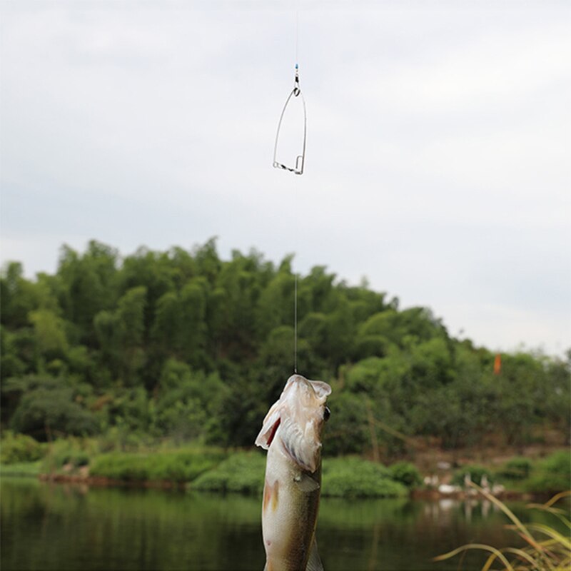 5pcs Stainless Steel Camping Automatic Fishing Device Universal Fishing Tackle Artifact Spring Ejection Hook Fishing Hook