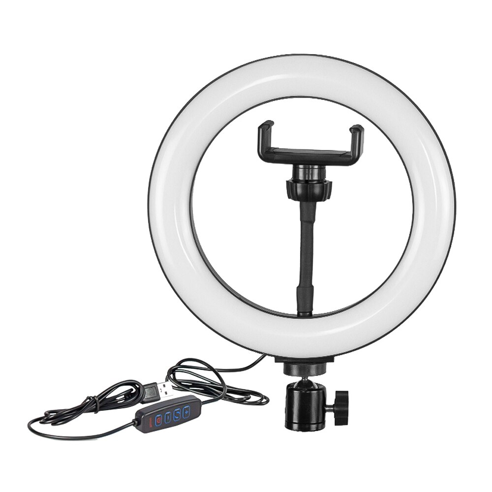 Ring Light 8 Inch Fill LED Light USB Powered Stepless Dimming with Ball Head Phone Clamp for Makeup Selfie Photography Lighting