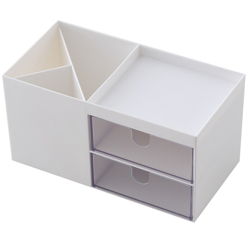 Grande capacidade caixa de armazenamento cosméticos maquiagem gaveta organizador jóias unha polonês maquiagem recipiente desktop sundries caixa de armazenamento: White