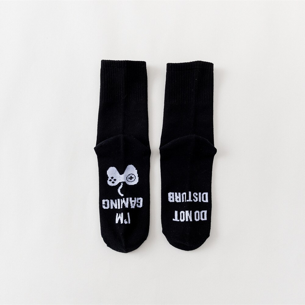 Ne pas déranger je suis GAMING hommes chaussettes lettre noir unisexe équipage homme chaussette décontracté coton Sox adulte automne hiver classique Skarpetki: 01