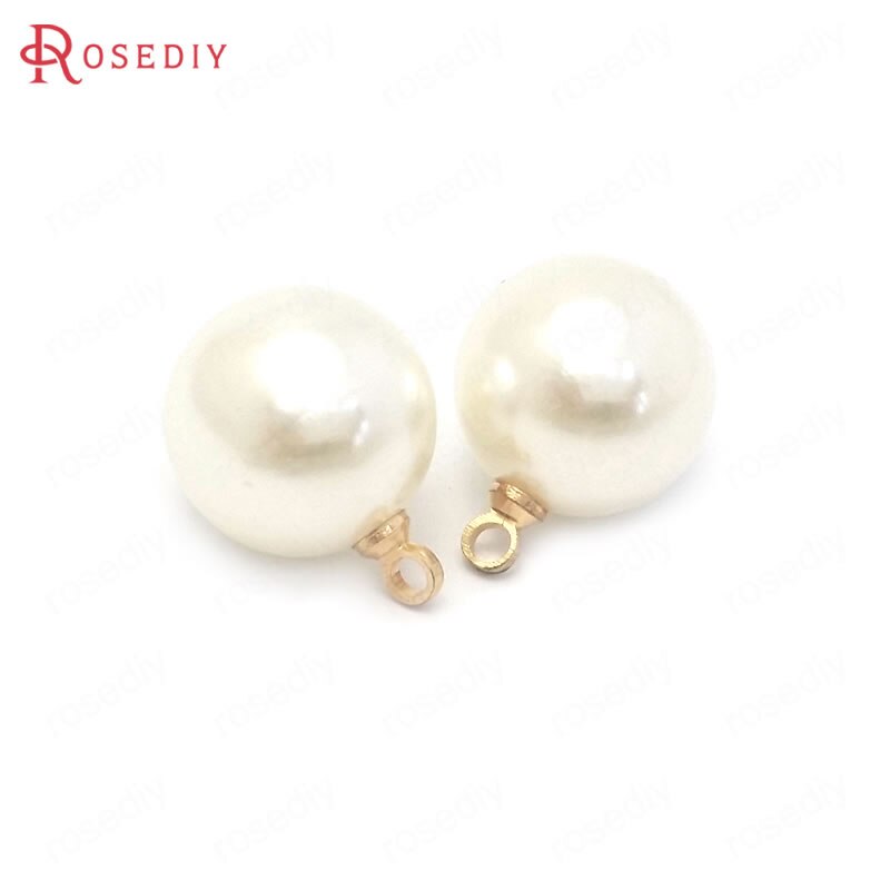 (38494)20PCS 8 MILLIMETRI 12 MILLIMETRI 14 MILLIMETRI di Colore Dell'oro Bianco e Perle di Ottone e Plastica Imitazione Perle Palla Rotonda perline Pendenti E Ciondoli Pendenti Con Gemme E Perle: 12MM