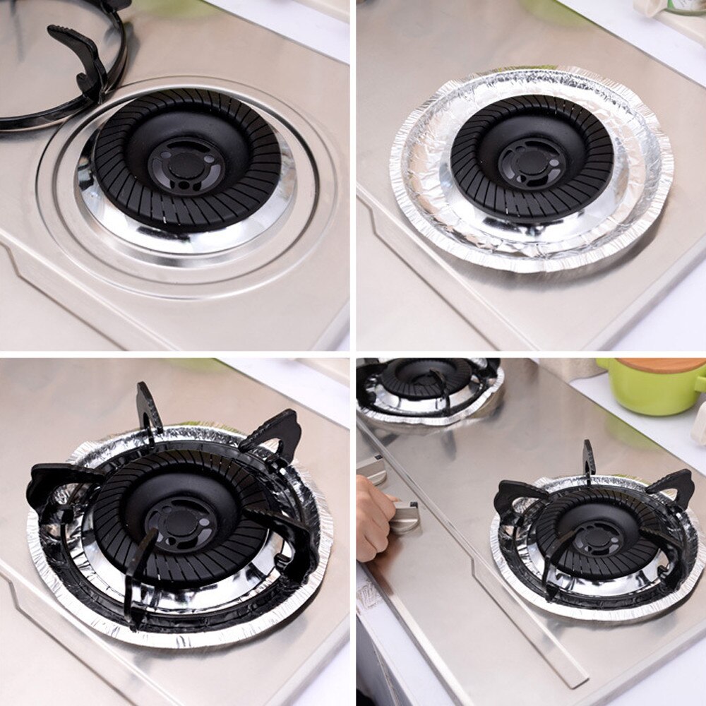 10 pièces Lot épais cuisinière à gaz papier d'aluminium tampon propre haute température résistant couvre haute température # E