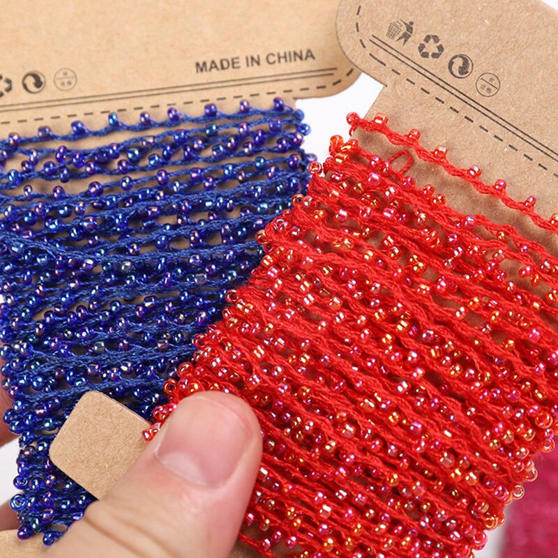 5 Yards crystal bead thread diy hand-woven rope 4ply for garment bag hat decoration