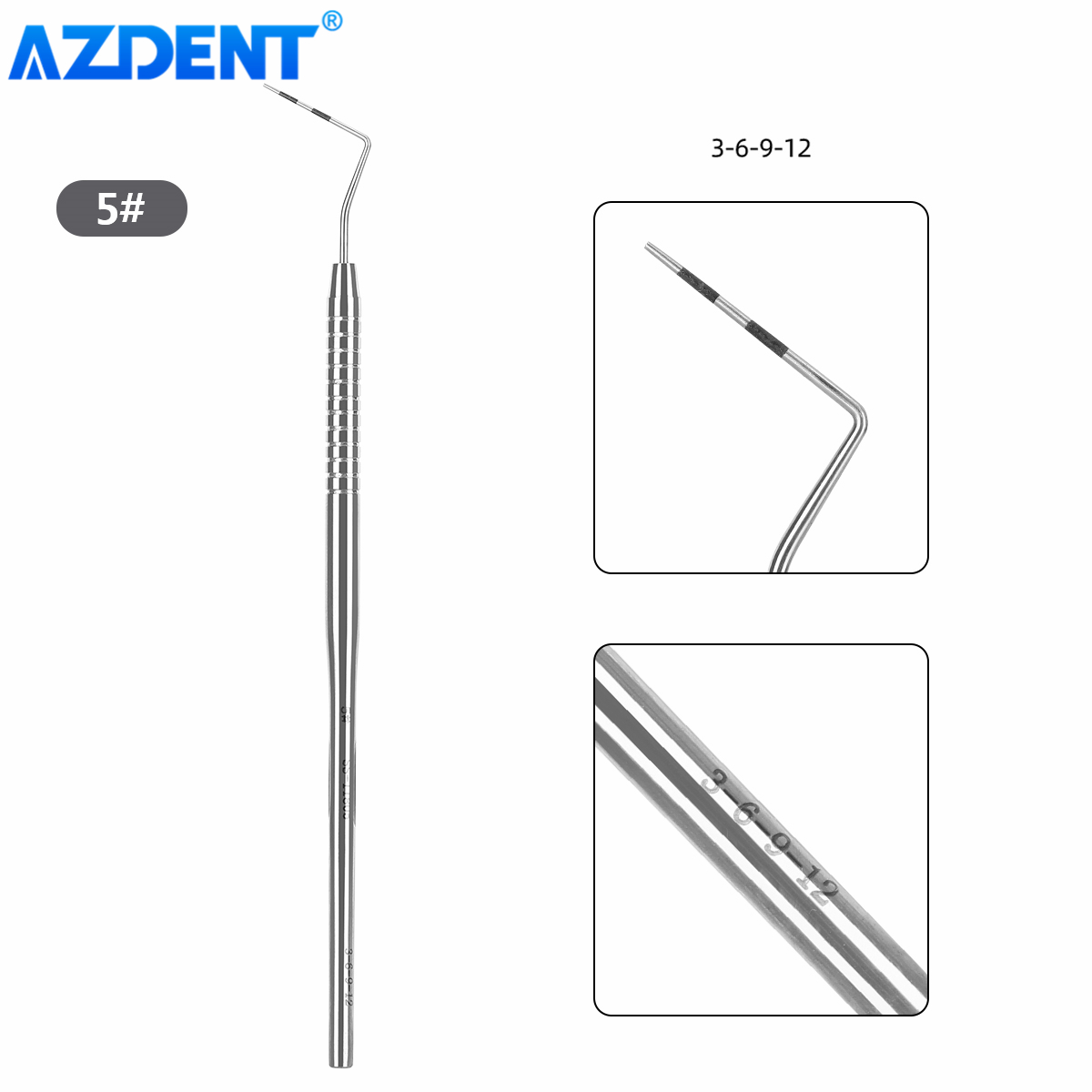 AZDENT Tandheelkundige Parodontale Sonde Schaal Sonde Rvs Instrument Endodontische Sonde 1/2/3/4/5/6/7/8 # Desinfectiehulpmiddelen: Zilver