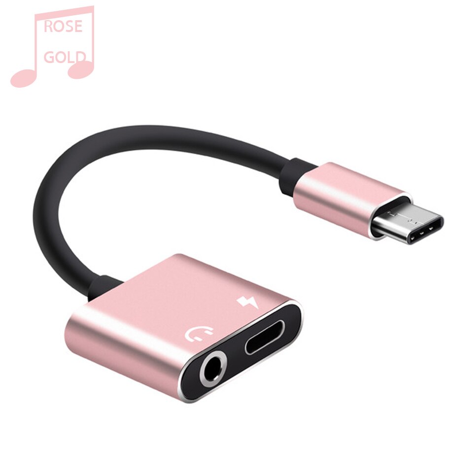 Usb Type C Naar 3.5Mm Koptelefoon Jack Adapter Voor Huawei Mate 10 P20 Aux Audio Kabel Hoofdtelefoon Oplader Opladen usb C Converter: Rose Gold