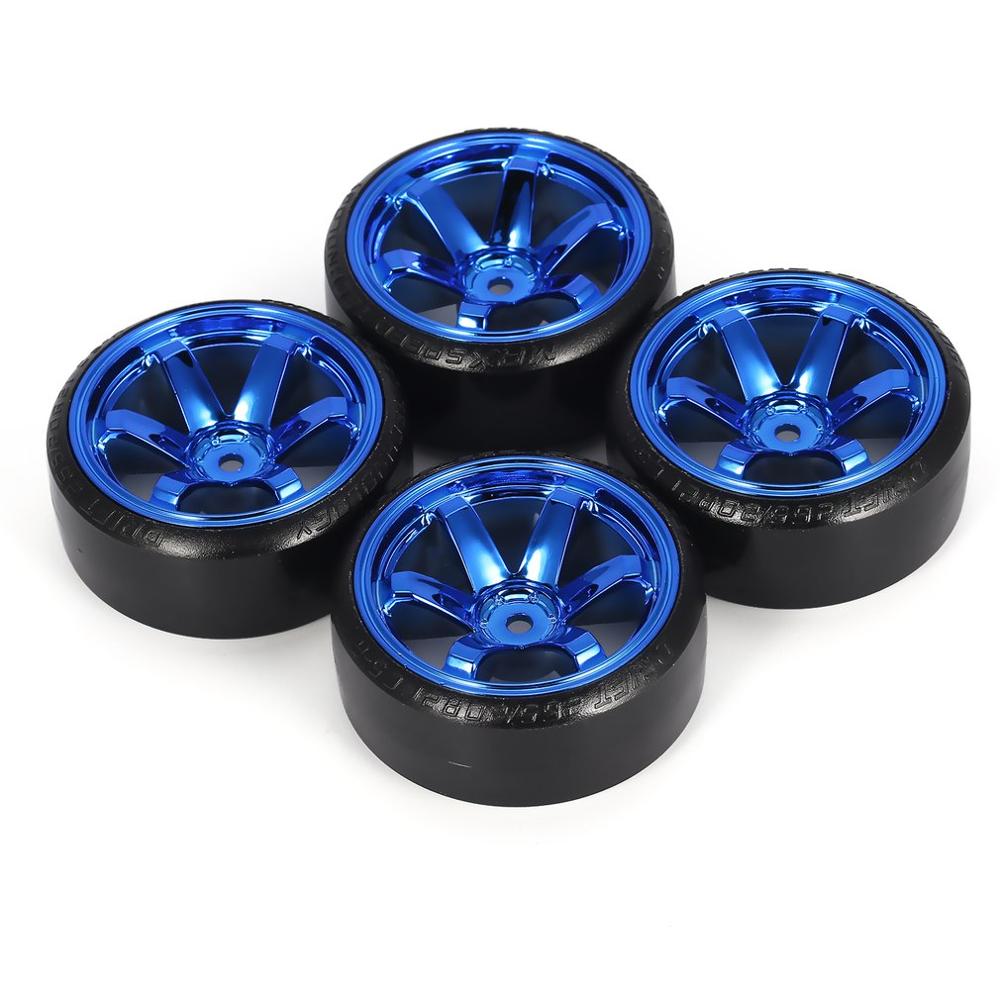 4Pcs RC Hard Pattern Drift Tires Tyre Wheel for Traxxas HSP Tamiya HPI 1:10 RC On-road Vehicle Drifting Car Hard Tyre Set: Blue