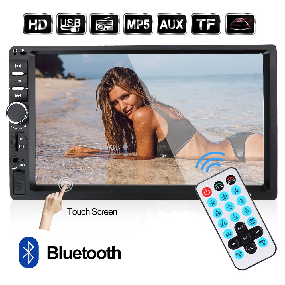 Reproductor Multimedia con pantalla táctil de 7 "y Radio FM para coche, autorradio 2Din con reproducción MP5, HD, 7010B /7012B/7018B