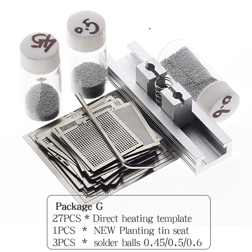 Plantillas BGA de 27 piezas, Kit de plantilla de estación de Reballing, Bola de soldadura de estaño, Sik: Package G