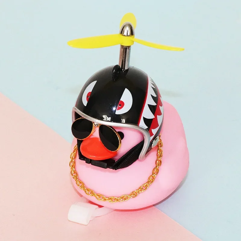 Timbre de bicicleta Daffy Pink Duck con casco, hélice, accesorios de goma para bicicleta, moto MTB, bocina de bicicleta para niños, luz de capitán de pato: YELLOW