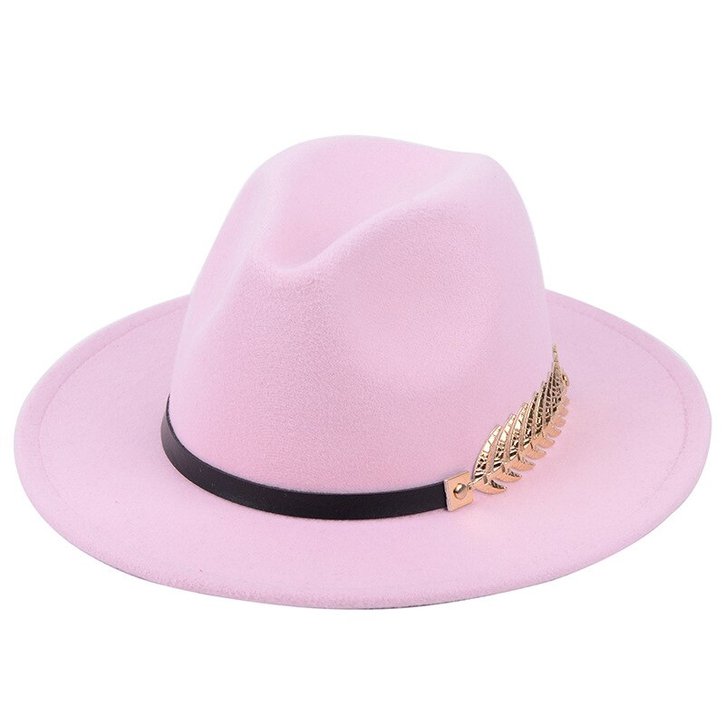 SLECKTON Fedoras Hats for Women Casual Girl Panama Jazz Cap Ladies Woolen Top Hat Men Bowler Hats Unisex Gorras S1078: Pink