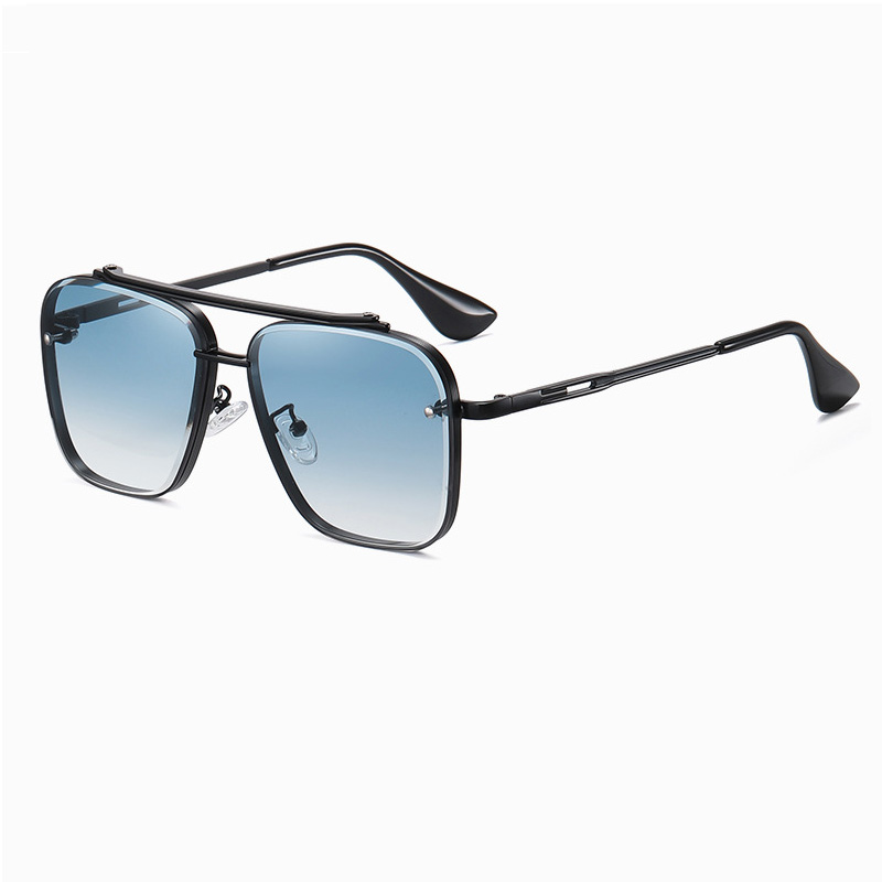Gafas de sol de color degradado Gafas de sol con montura metálica grande para hombre Protección UV400 para mujer: Verde