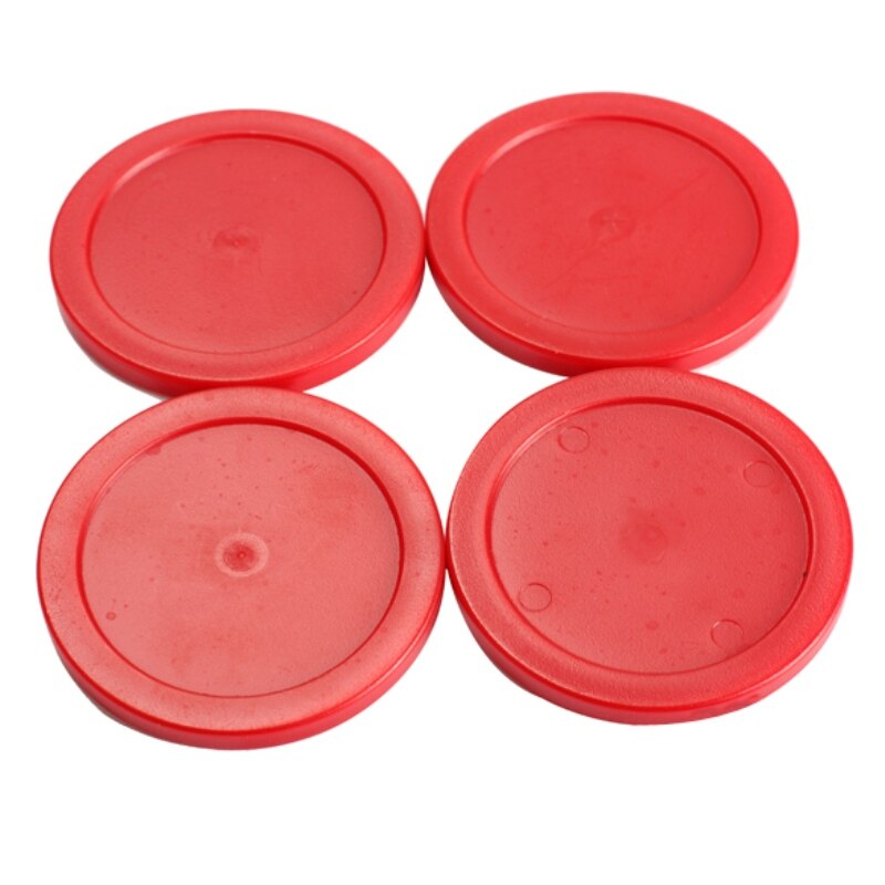 4Pcs/Set Air Hockey Pushers and Air Hockey Puck Air Hockey Ball Table Goalies with Puck Felt Pusher Mallet Grip Red