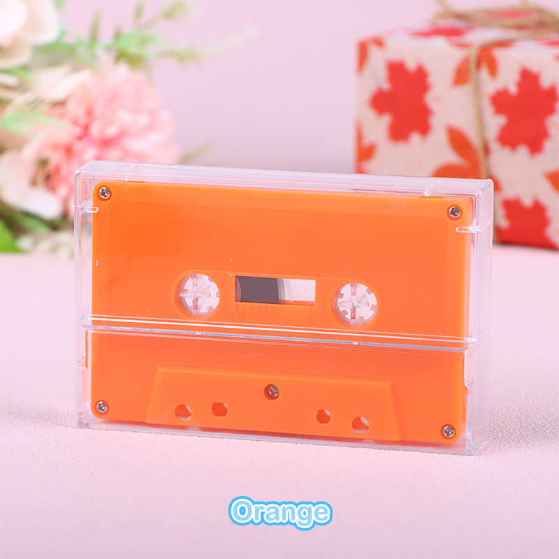 1Set Standard Cassette Color Blank Tape Player With 45 Minutes Magnetic Audio Tape Clear Storage Box For Speech Music Recording: Beige