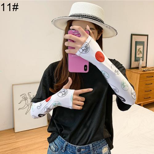 2pcs Summer Arm Sleeves for Women Printed Arm Compression Sleeves Armwarmer Outdoor Sun Block Fingerless Gloves Arm Sleeves: 11