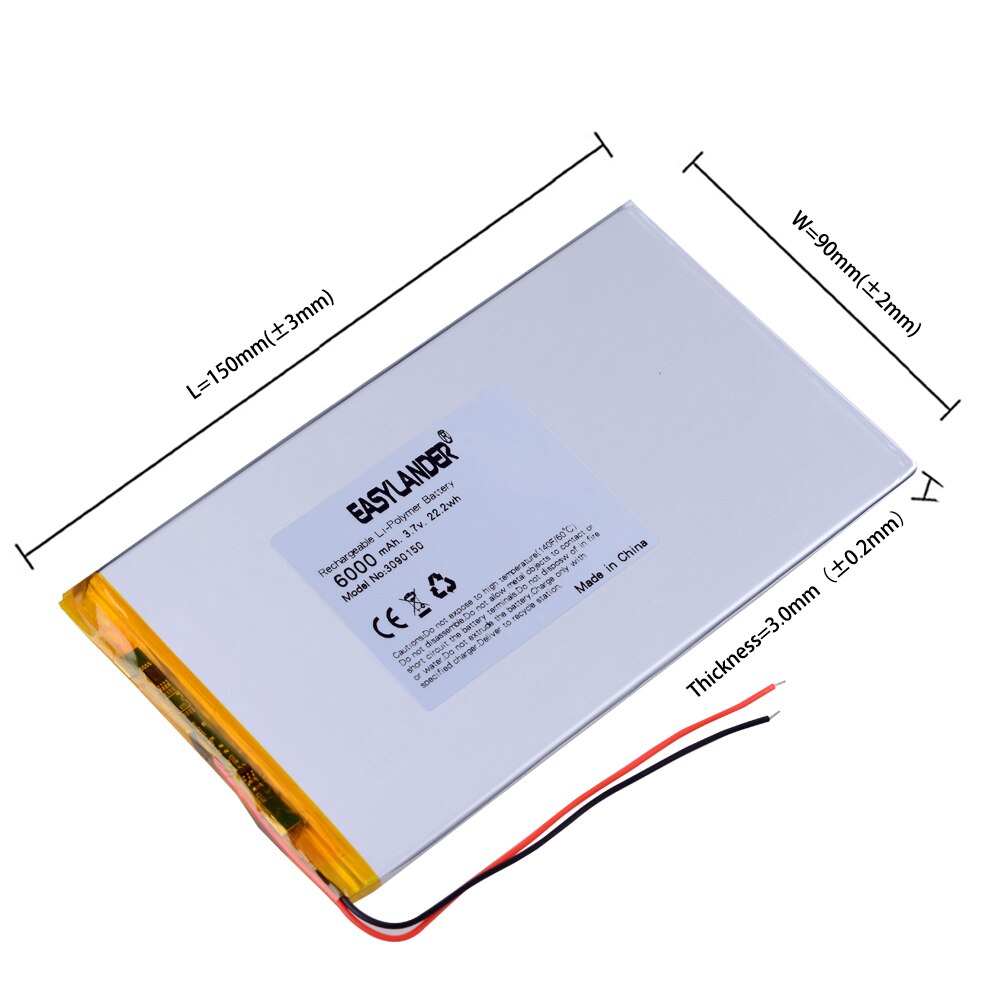 3090150 Tablet battery capacity 3.7V 5500mA Universal Li-ion battery for tablet pc 8 inch 9inch