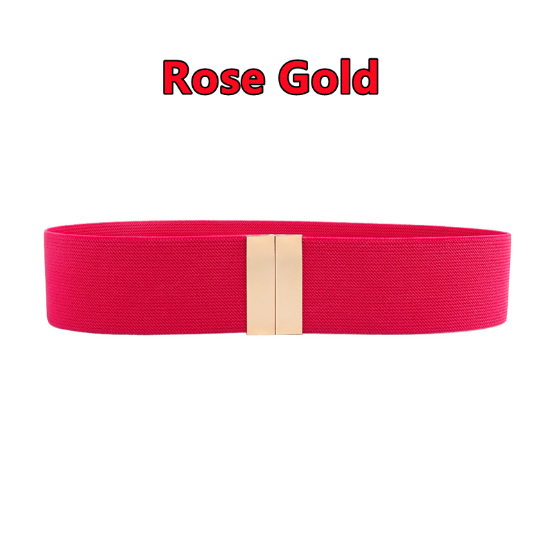 Cinturones anchos con banda elástica para mujer, cinturón sencillo para abrigo, hebilla femenina, correa negra, accesorios de decoración para vestido: Rosa