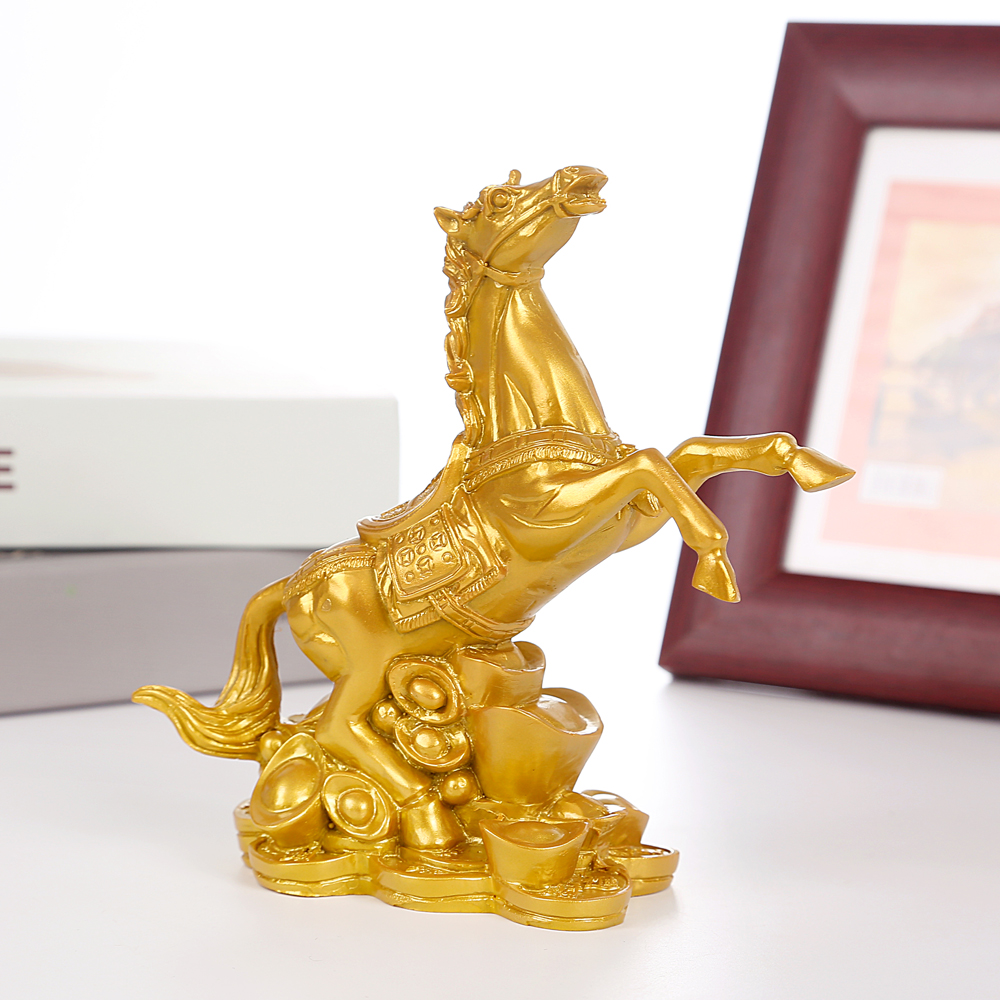Harz pferd handwerk hause dekorationen retro goldene pferd Statue pferd skulptur büro dekoration zubehör