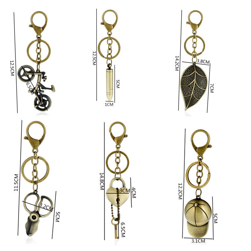 Alloy pendant keychain Bullet Men Women keychain Bronze Color Pendants for Bag Pendants Key Holder Charm Hanging Pendant Jewelry