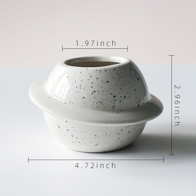 Planet keramikkruka suckulentkrukor balkongdekorationer macetas de ceramica skrivbordsdekor mini växt blomkruka trädgård: 116-1