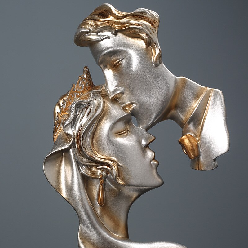 Nordic Couple kiss Statue Modern Abstract Resin Ornaments Sculpture Home Office Decoration Lucky Fortune Home