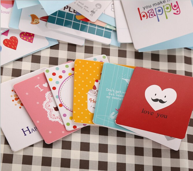 168pcs/lot cute small birthday cards,kids small happy birthday greeting cards with envelopes