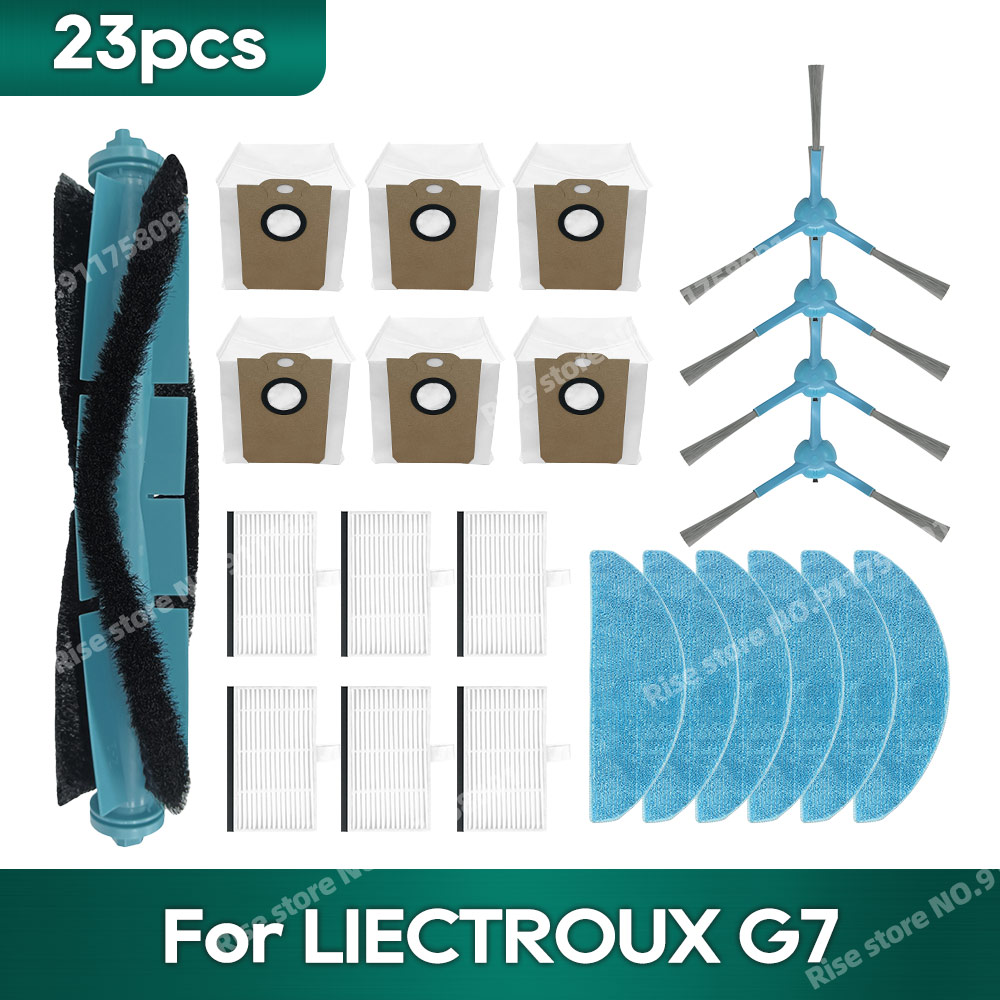 Accesorios compatibles con LIECTROUX G7, filtro Hepa, bolsa de polvo, piezas de repuesto, paño para mopa: Borgoña