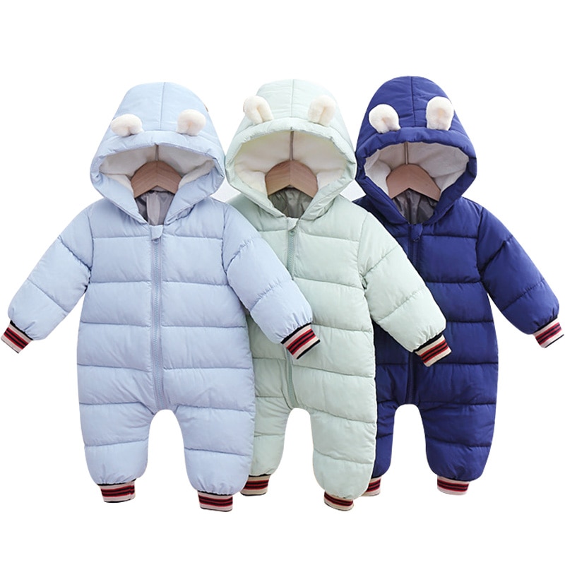 Baby Jongen En Meisje Kleding Warm Winter Down Jas Een Stuk Hooded Down Katoen Een Stuk Romper Kruipen pak Baby Een Stuk