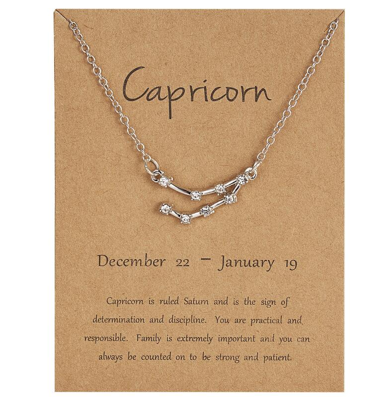 Collares del zodiaco de 12 Constelaciones para mujer, signo del horóscopo, joyería Coreana de circón, Estrella, Galaxia Libra, astrología,: Capricorn