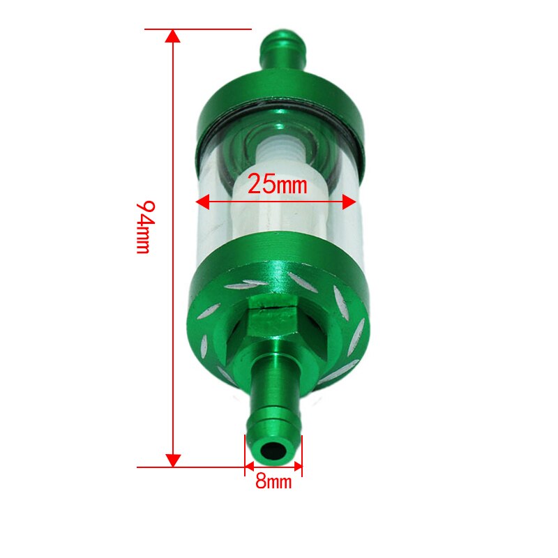 Motorcykel modificeret metaloliefilter benzinfilter filter aftageligt gas / brændstoffilter lille motorcykel tilbehør: Grøn
