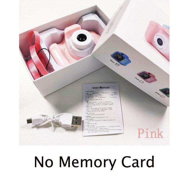 Mini Digital Camera Toys for Children Photography Props 2 Inch HD Screen Chargable Camera Electronic Toys Baby Birthday: Pink No Card