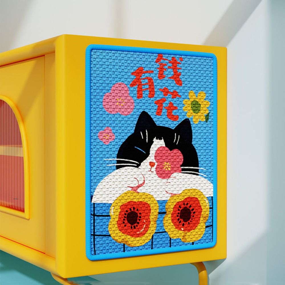 Zelfklevende krabpaal voor katten, slijtvast, anti-krabplank van sisal met cartoonpatroon, geschikt voor wandmontage.