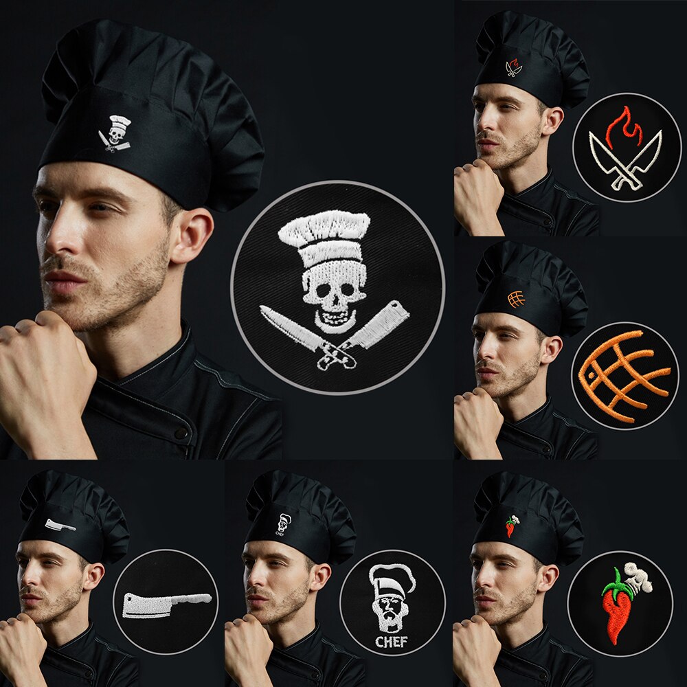 Chef Kitchen Hat Unisex Men Women Chef Waiter Uniform Cap Embroidered Cooking Bakery BBQ Grill Restaurant Cook Work Hat