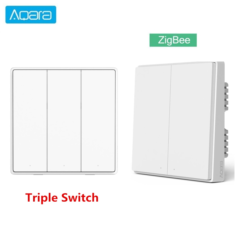 Xiaomi-Interruptor de pared inteligente Aqara D1 Zigbee, interruptor de luz con tecla de Control remoto inalámbrico, cable de fuego neutro, botón Triple para casa inteligente