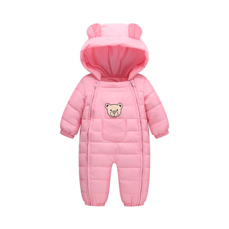 Lente Winter Baby Pasgeboren Snowsuit Sneeuw Wear Jassen Jongen Warme Romper Down Katoen Meisje Kleding Bodysuit: pink / 18m