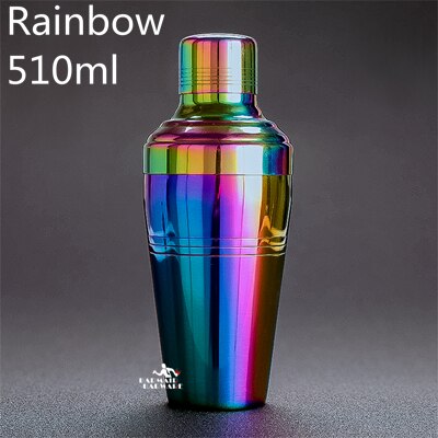 510Ml Rvs Cocktail Boston Bar Shaker Japanse Stijl Spiegel Afwerking Bar Wijn Drink Mixer Set: Rainbow 510ml