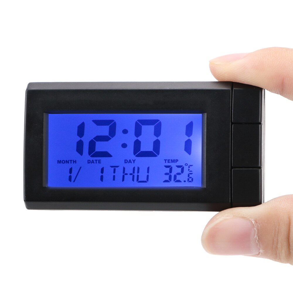 Auto Lcd Digitale Display Klok Zelfklevende Auto Horloge Thermometer Auto Ornamenten Temperatuur Display Elektronische Wekker