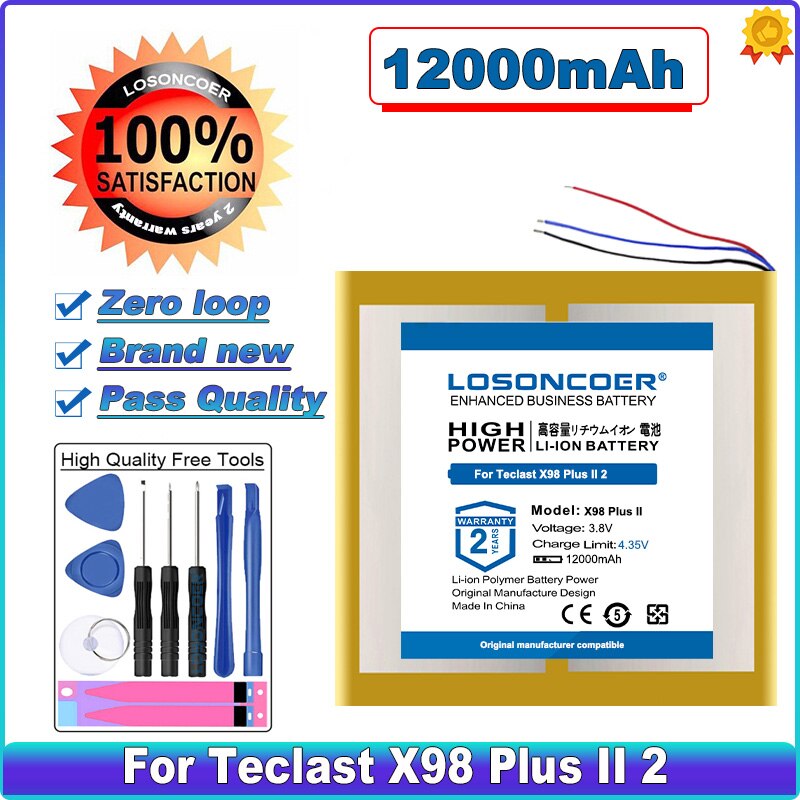 LOSONCOER 12000mAh Battery for Teclast X98 Plus II 2 Tablet PC 3 Lines C2D7 2879127 Batteries + free tools