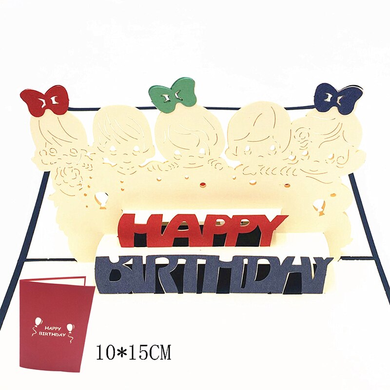 10pcs Handmade 3D Pop Up Card Paper Greeting Kirigami Card Children Invitation Happy Birthday Postcards Kids Thanksgiving