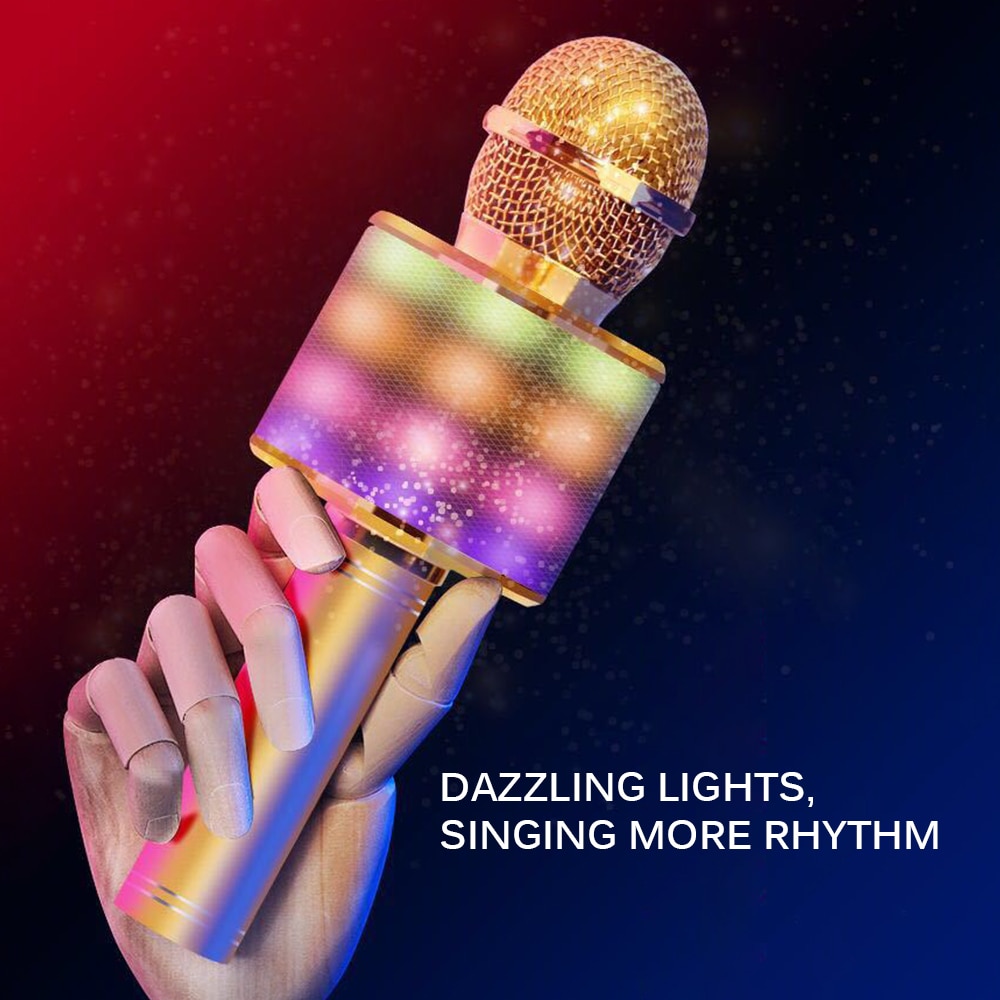 Bluetooth Wireless Microphone Music Box With LED Light For Home KTV Outdoor Party Music Playing Singing Lightweight Microphones